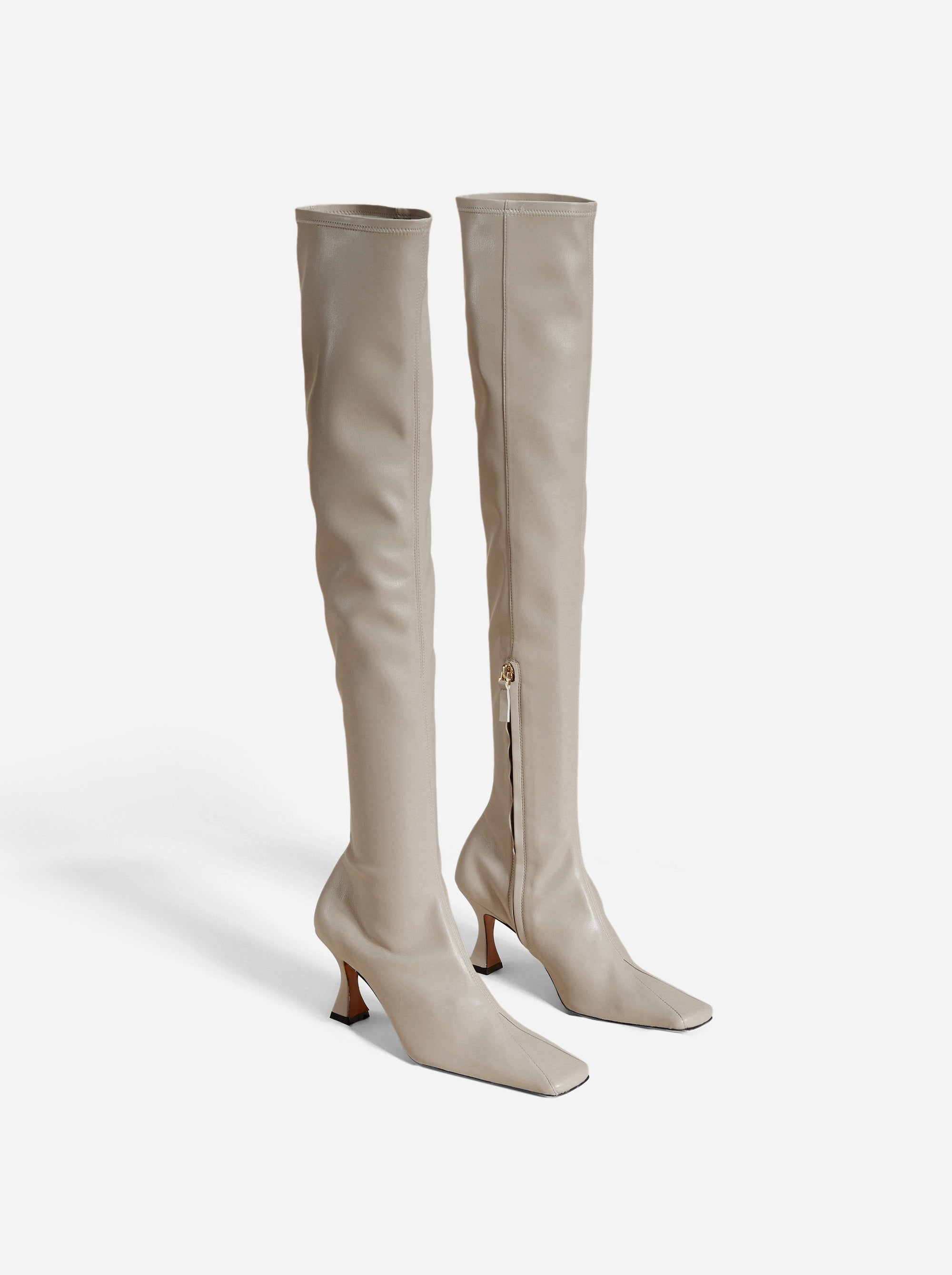 Over Knee High Duck Boots Light Grey Front