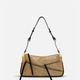 Three Zipped Gold Mesh & Black Suede