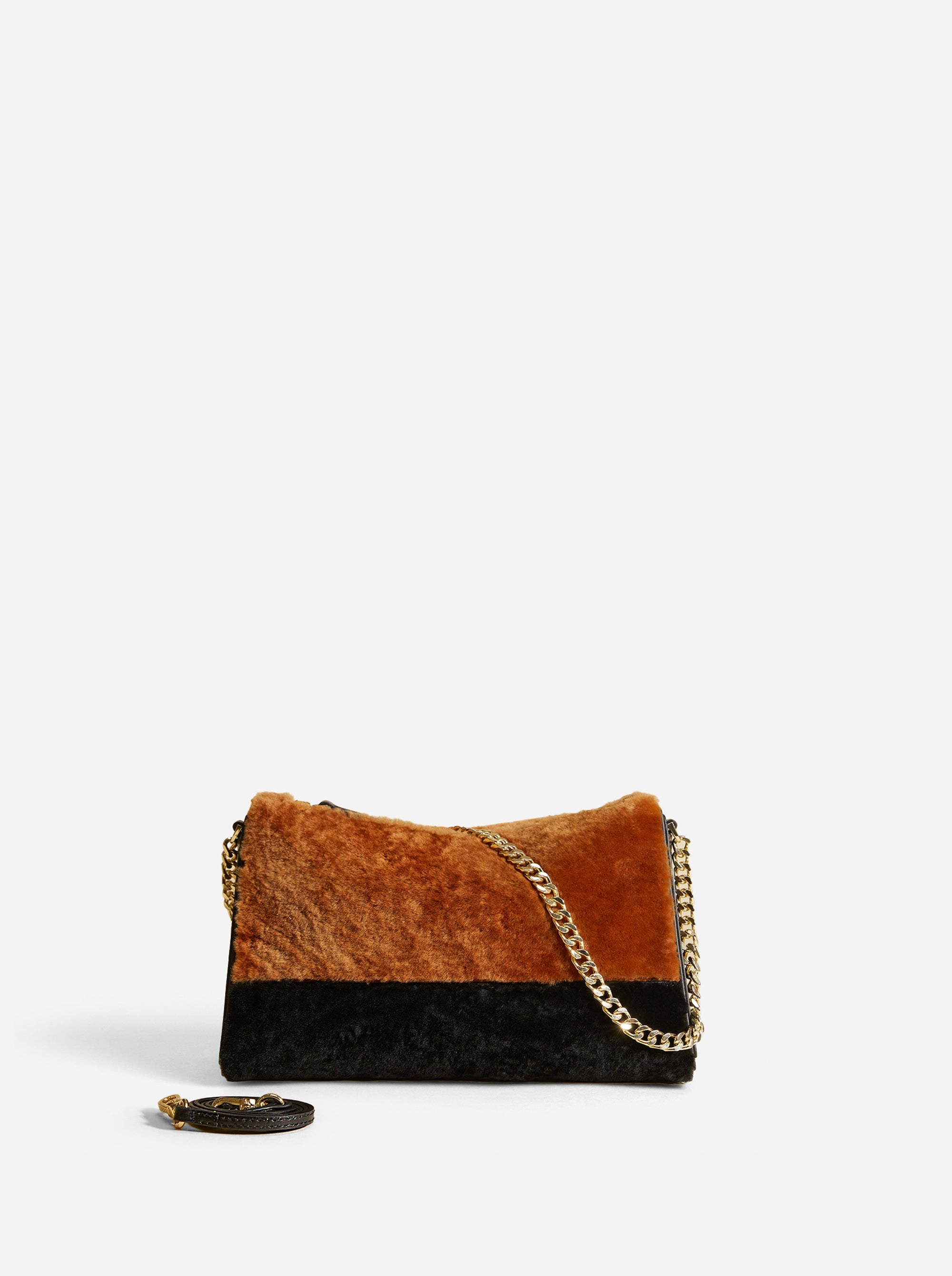 Prism Chain Shearling Calf Leather Safari&Black