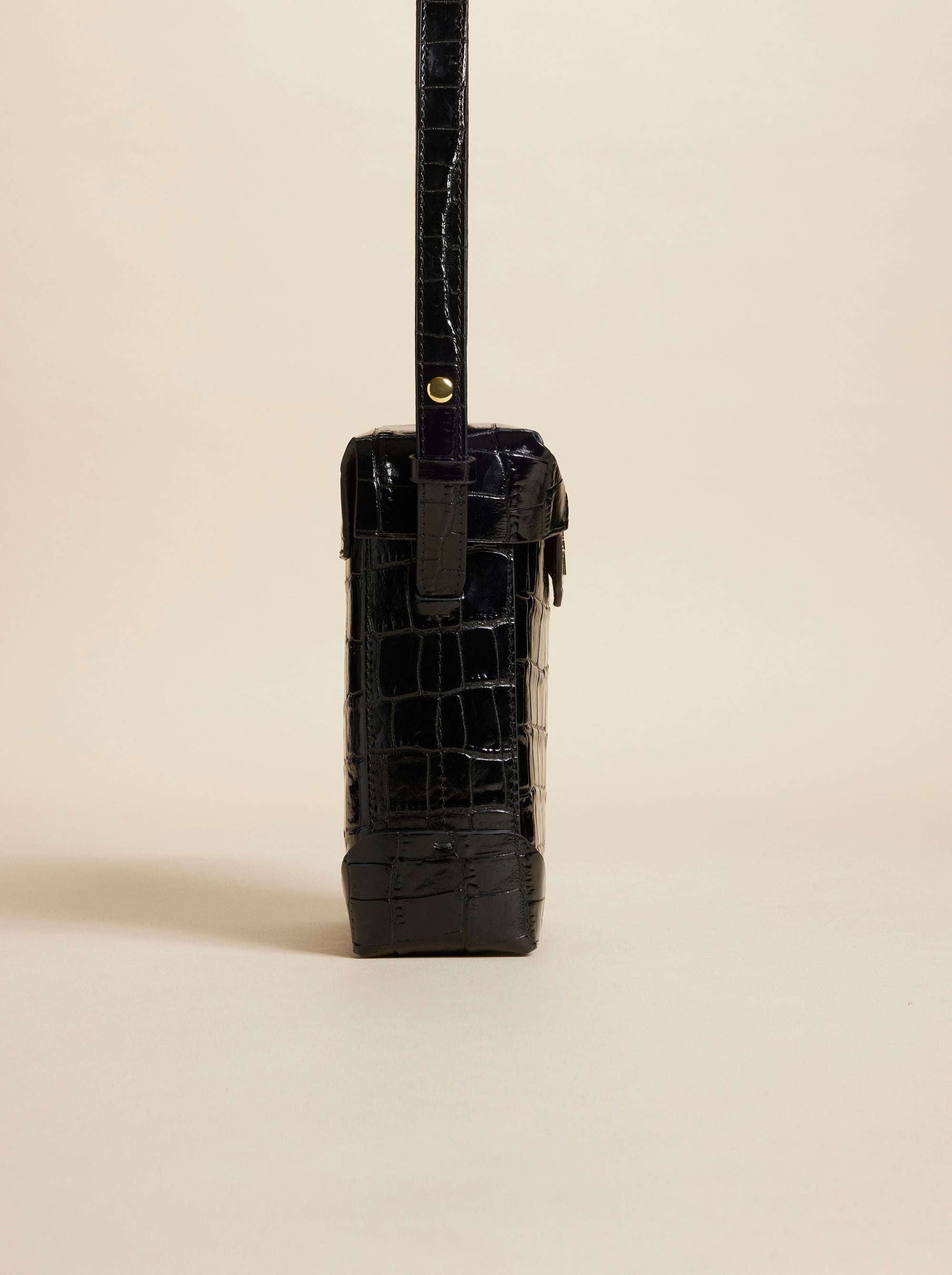 Mini Pristine Croc Embossed Calf Leather Black 2