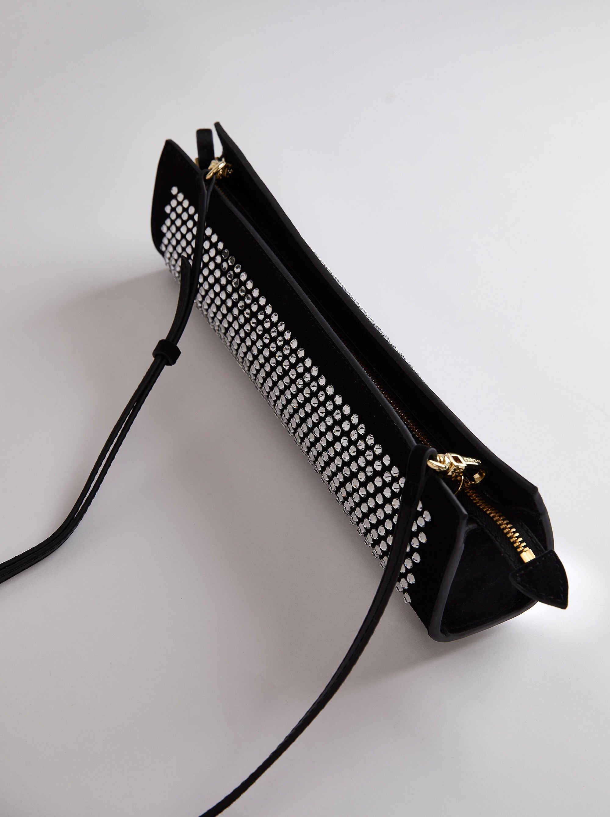 Pencil Box Black Suede with Crystals