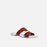 15 Woven Leather Slippers Redbole & White Soft