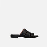 15 Woven Leather Slippers Black Soft