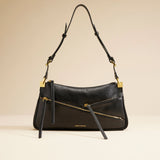 Three Zipped Baguette Grained Calf Leather Black 