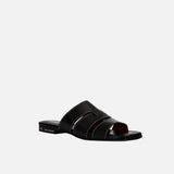 15 Woven Leather Slippers Black Soft