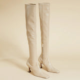 Over Knee High Duck Boots Light Grey