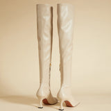 Over Knee High Duck Boots Light Grey Back