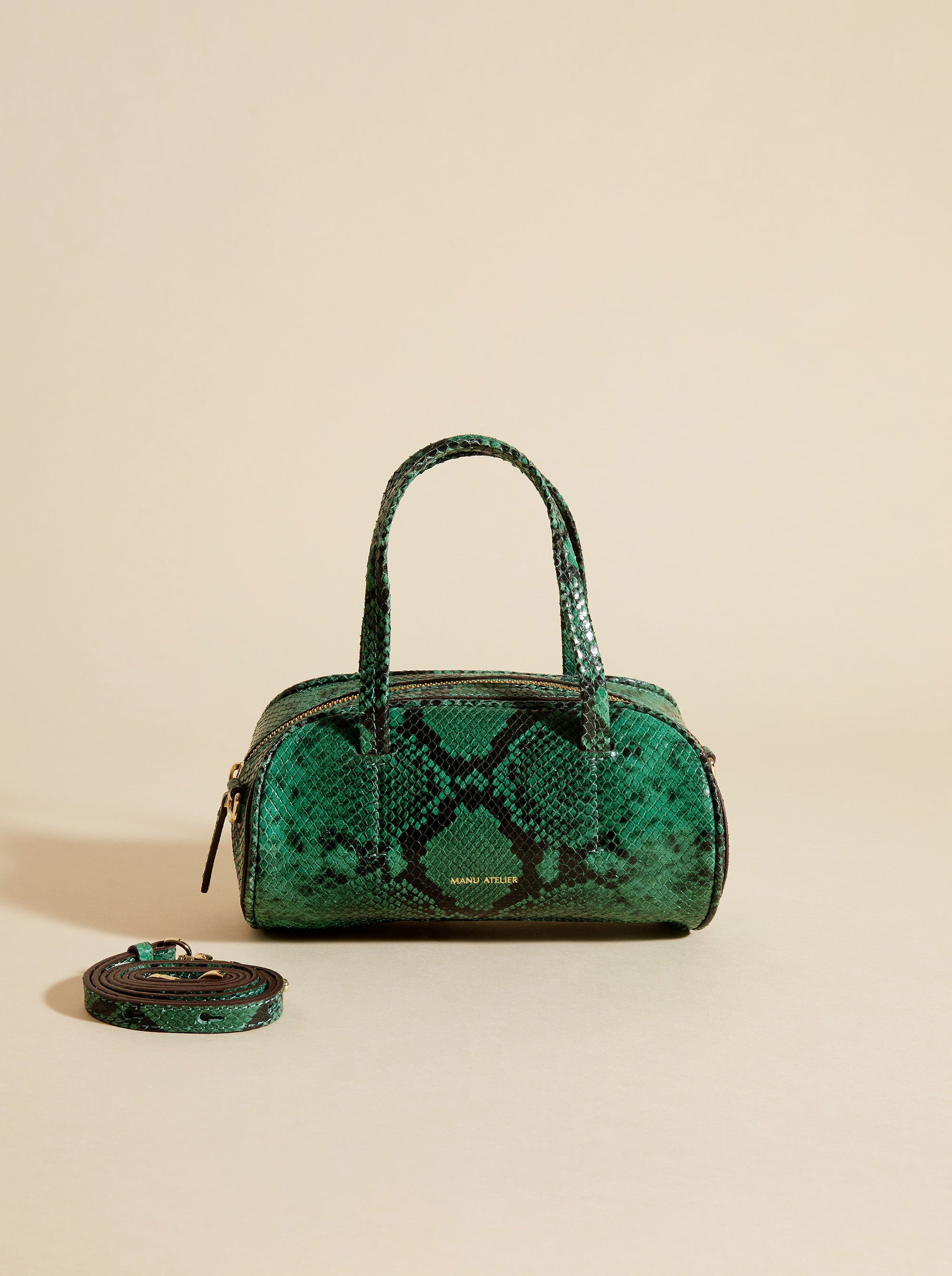 Hourglass Bowling Bag Green Snake Embossed