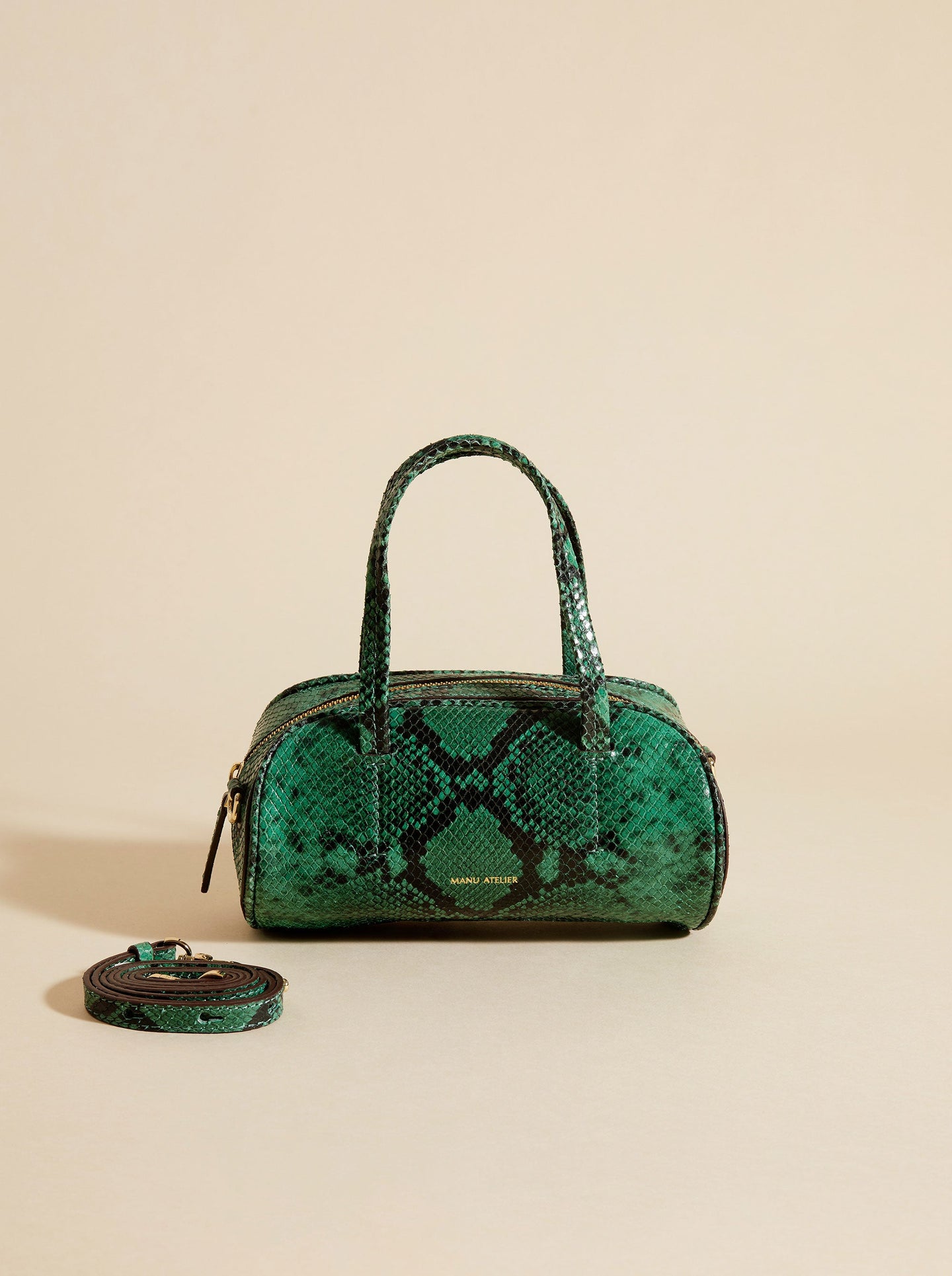 Hourglass Bowling Bag Green Snake Embossed 