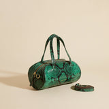 Hourglass Bowling Bag Green Snake Embossed  2