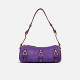 Multi Belted Mini Cylinder Purple Suede