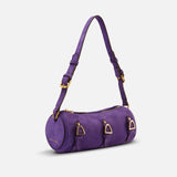 Multi Belted Mini Cylinder Purple Suede