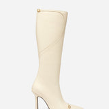 Knee High Pointy Toe Boots Vanilla