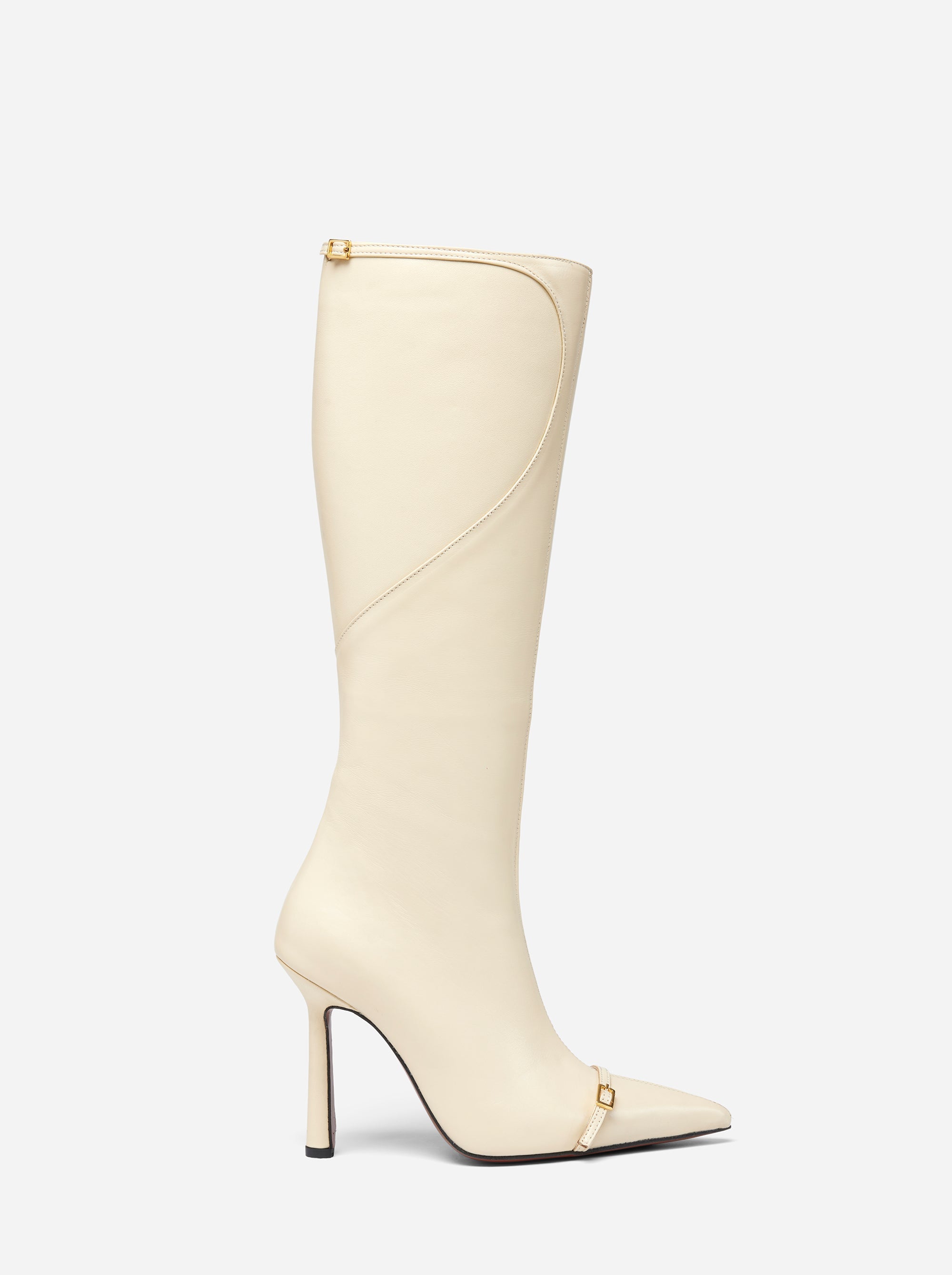 Knee High Pointy Toe Boots Vanilla
