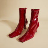 Duck Boots Stretch Vegan Patent Red