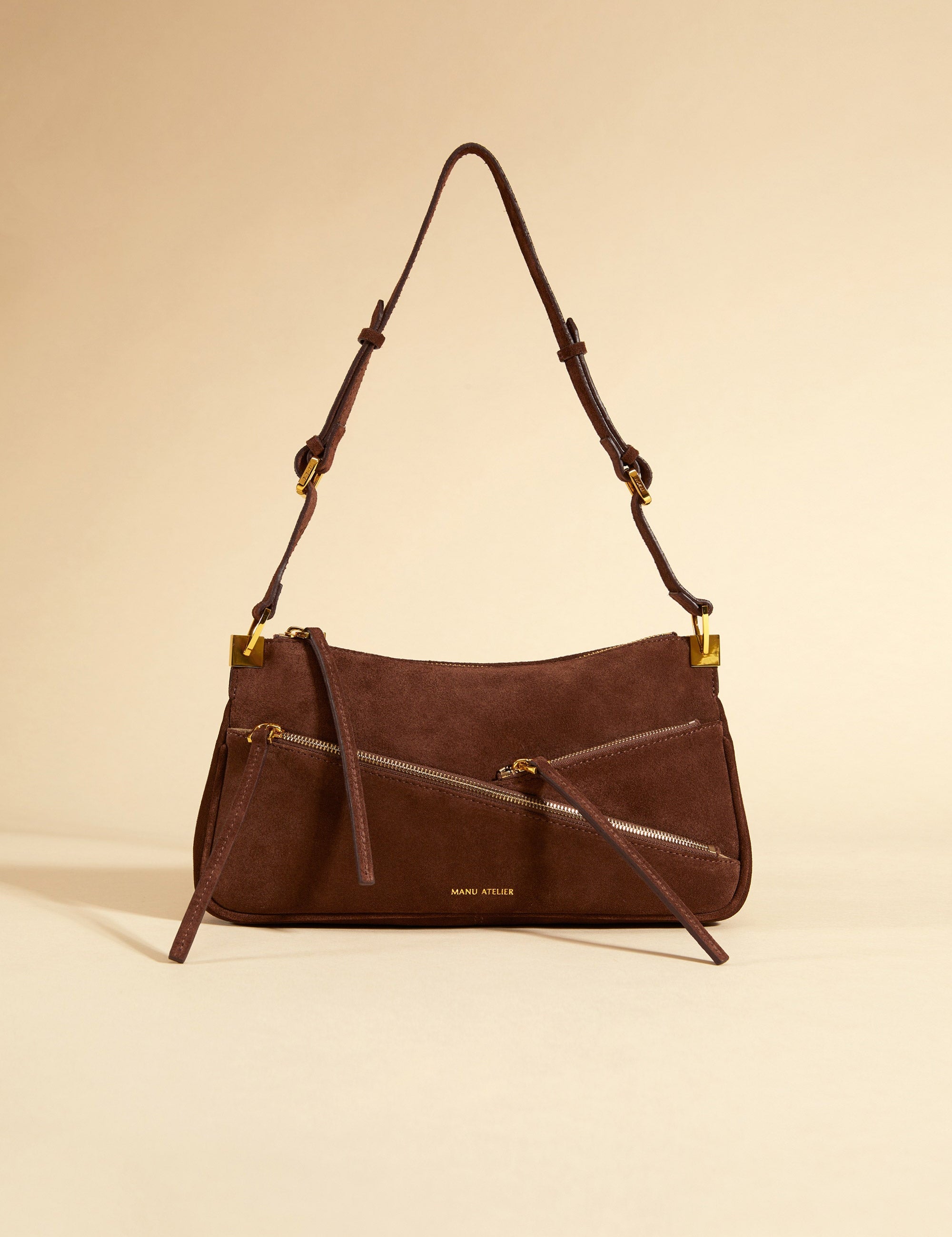 Three Zipped Chocolate Suede