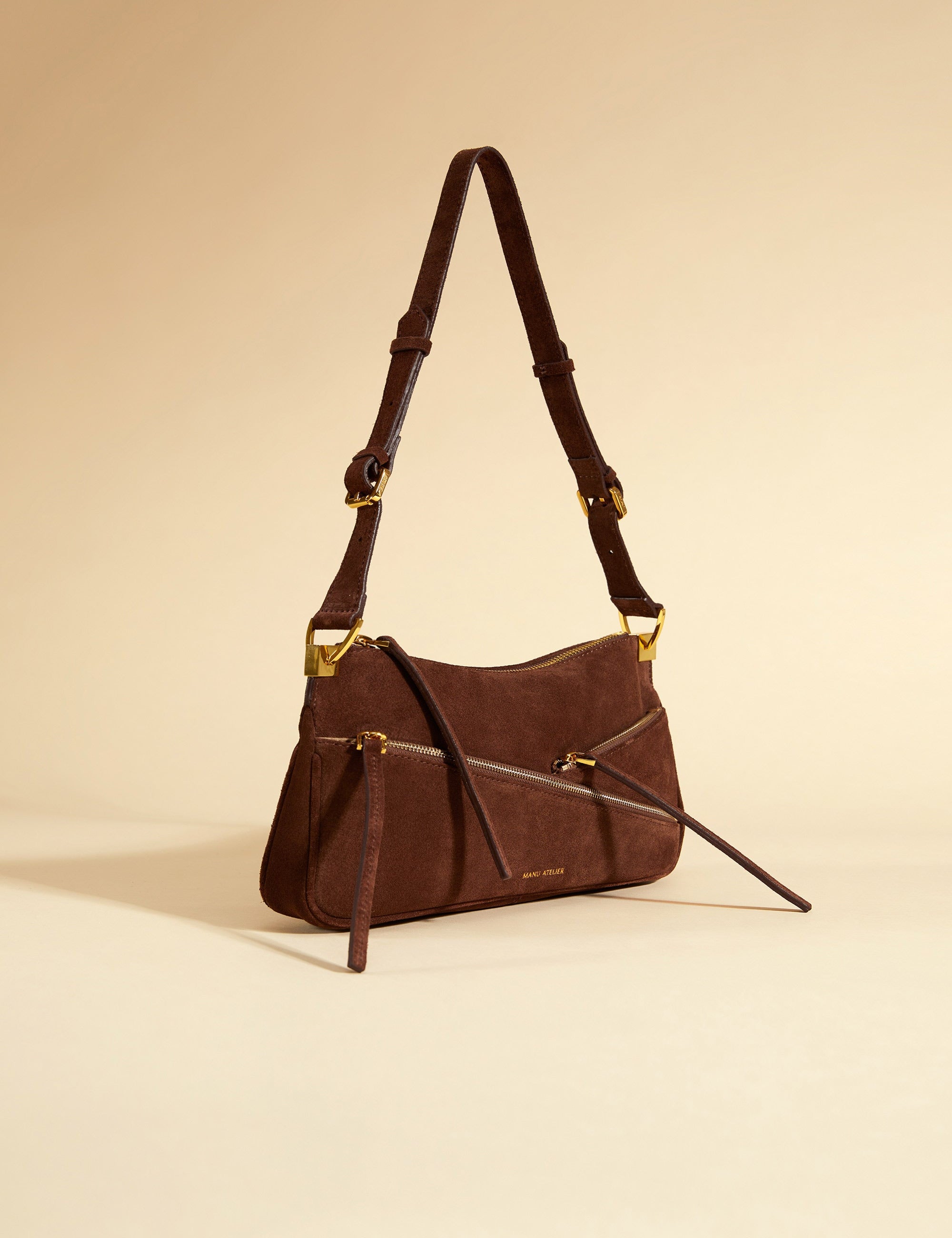 Three Zipped Chocolate Suede Side