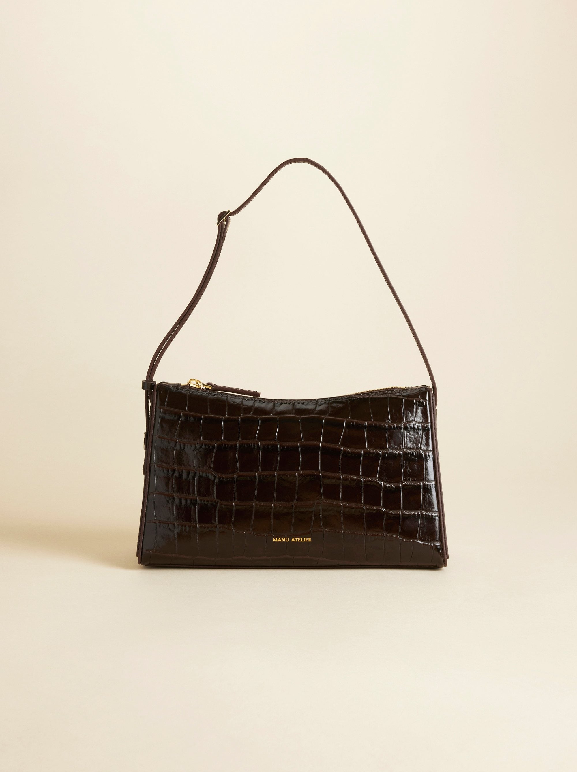 Prism Croc Embossed Calf Leather Brown
