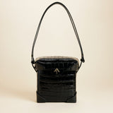 Mini Pristine Croc Embossed Calf Leather Black