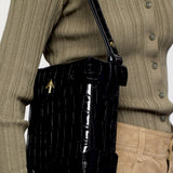Mini Pristine Black Croc with a model