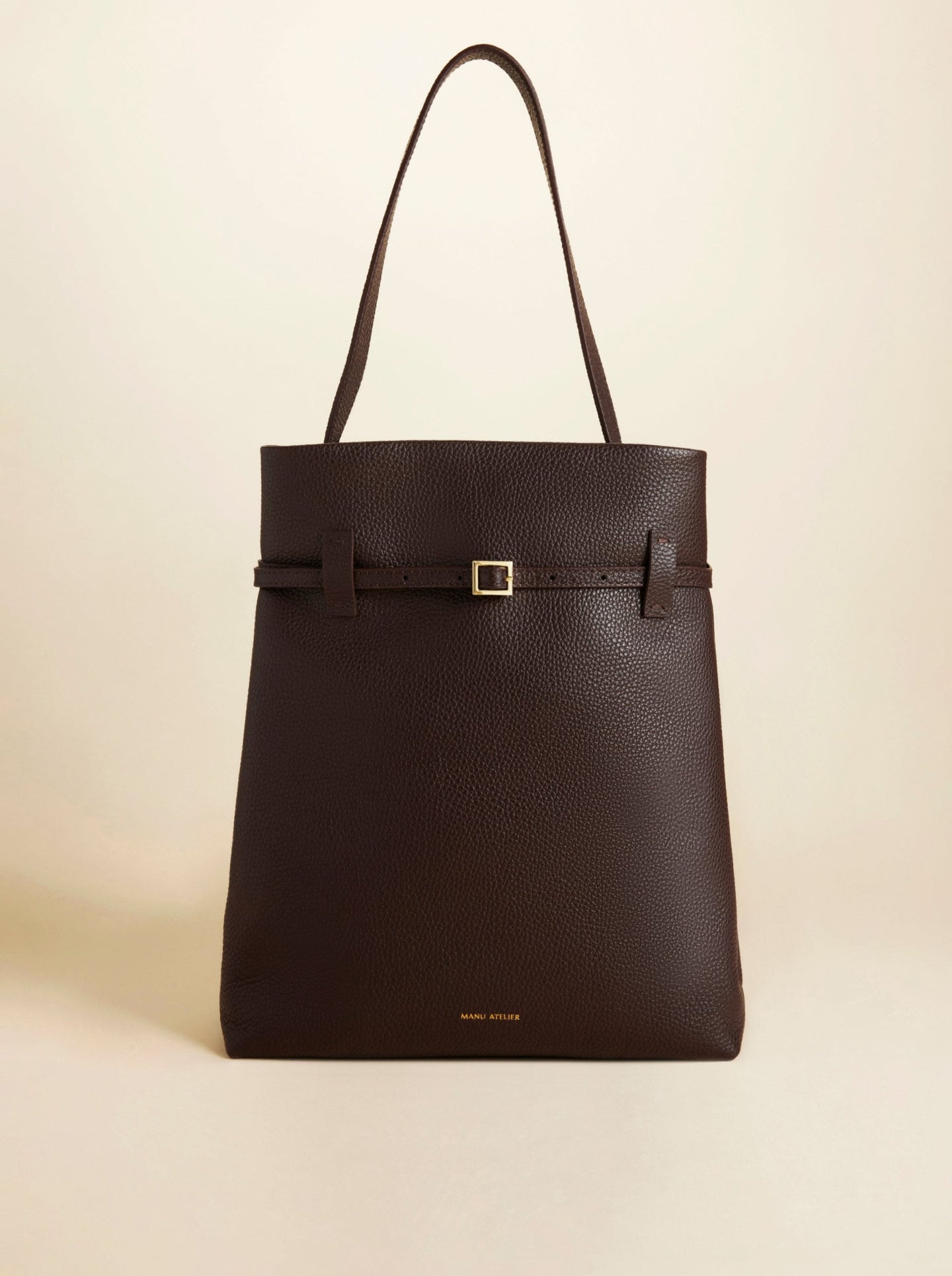 Tote Du Jour  Calf Skin Leather Deep Brown 