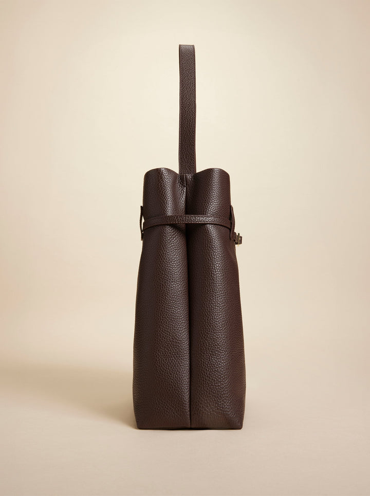 Tote Du Jour Calf Skin Leather Deep Brown 2 