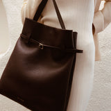 Tote Du Jour Calf Skin Leather Deep Brown in a lifestyle shot