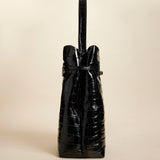 Tote Du Jour Croc Embossed Calf Leather Black 2