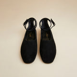 Manu Ballet Flats With Cross Over Ankle Strap Black Suede