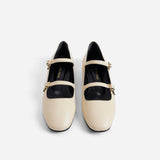 Manu Ballet Flats With Double Belt Vanilla Soft