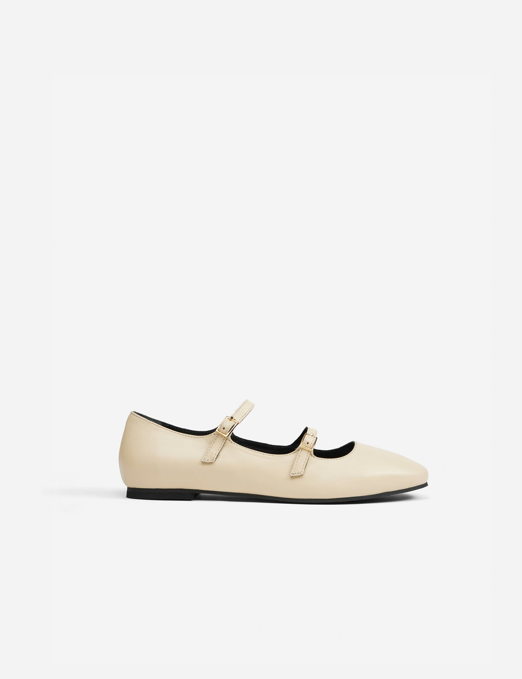 Manu Ballet Flats With Double Belt Vanilla Soft Side