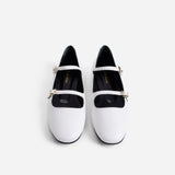 Manu Ballet Flats With Double Belt White Soft