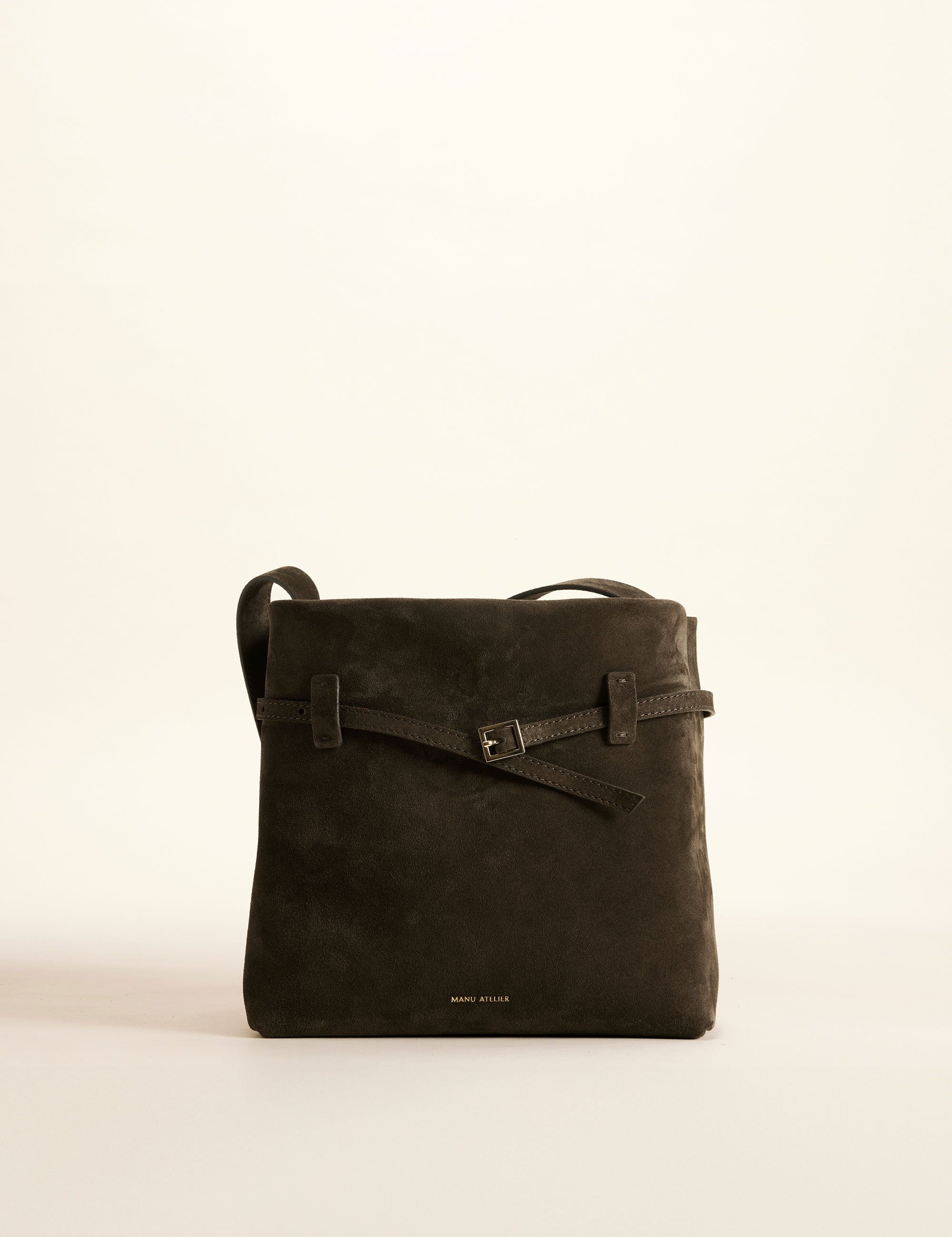 Mini Tote du Jour Tobacco Green Suede Front 01