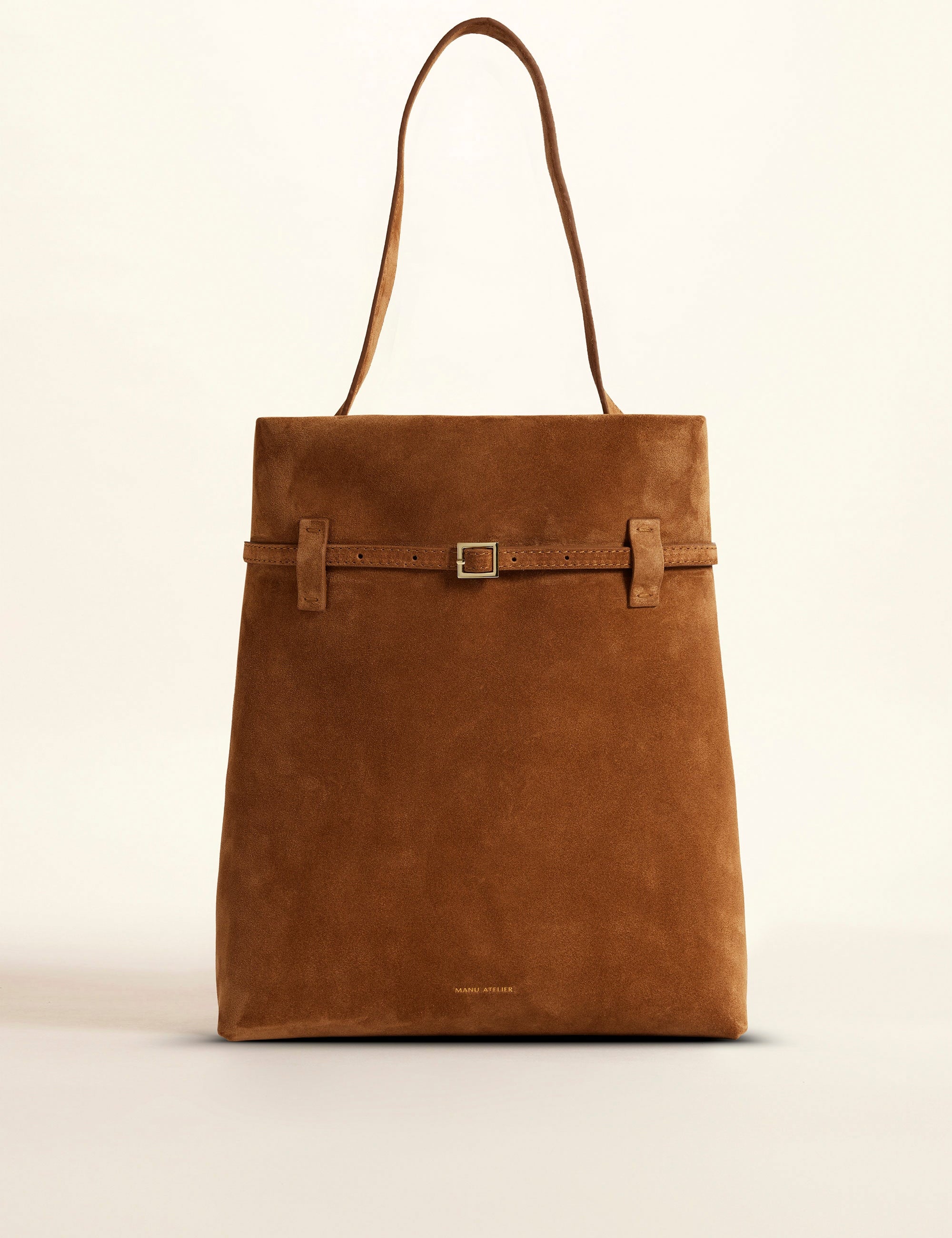 Tote du Jour Camel Suede Front