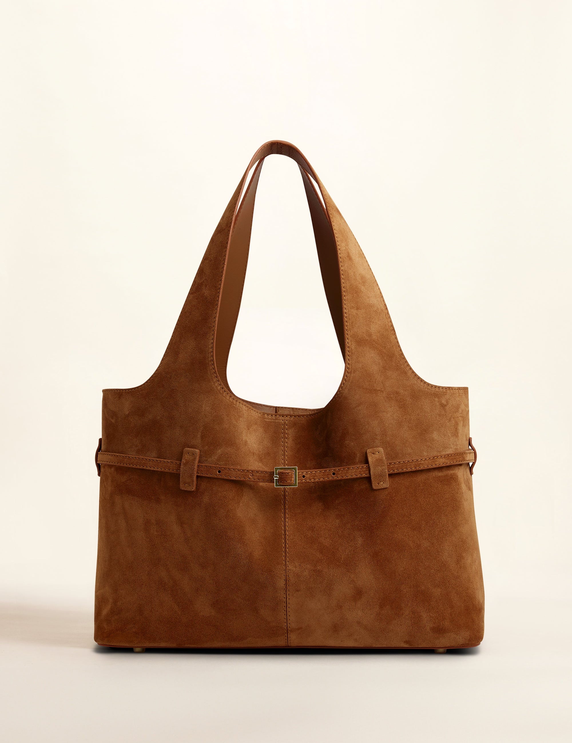 Cambon Cabas Camel Suede Leather Front