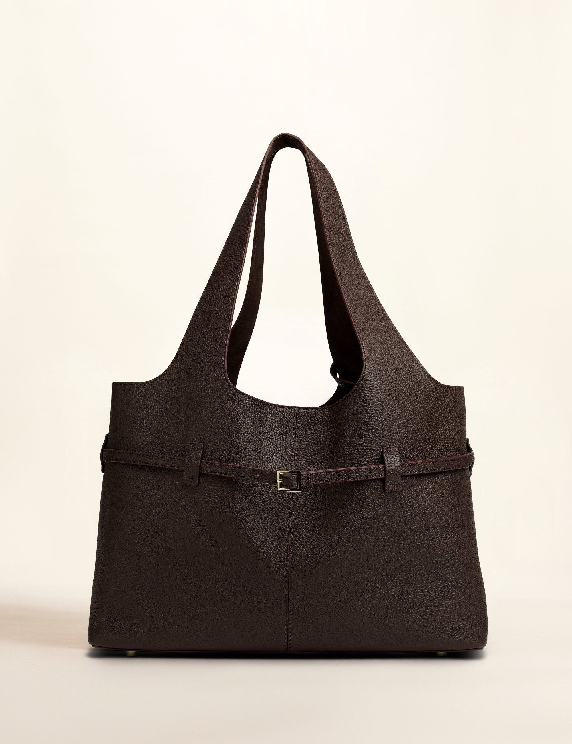 Cambon Cabas Deep Brown Calf Leather Front