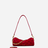 Mini Cylinder Perforated Red Suede