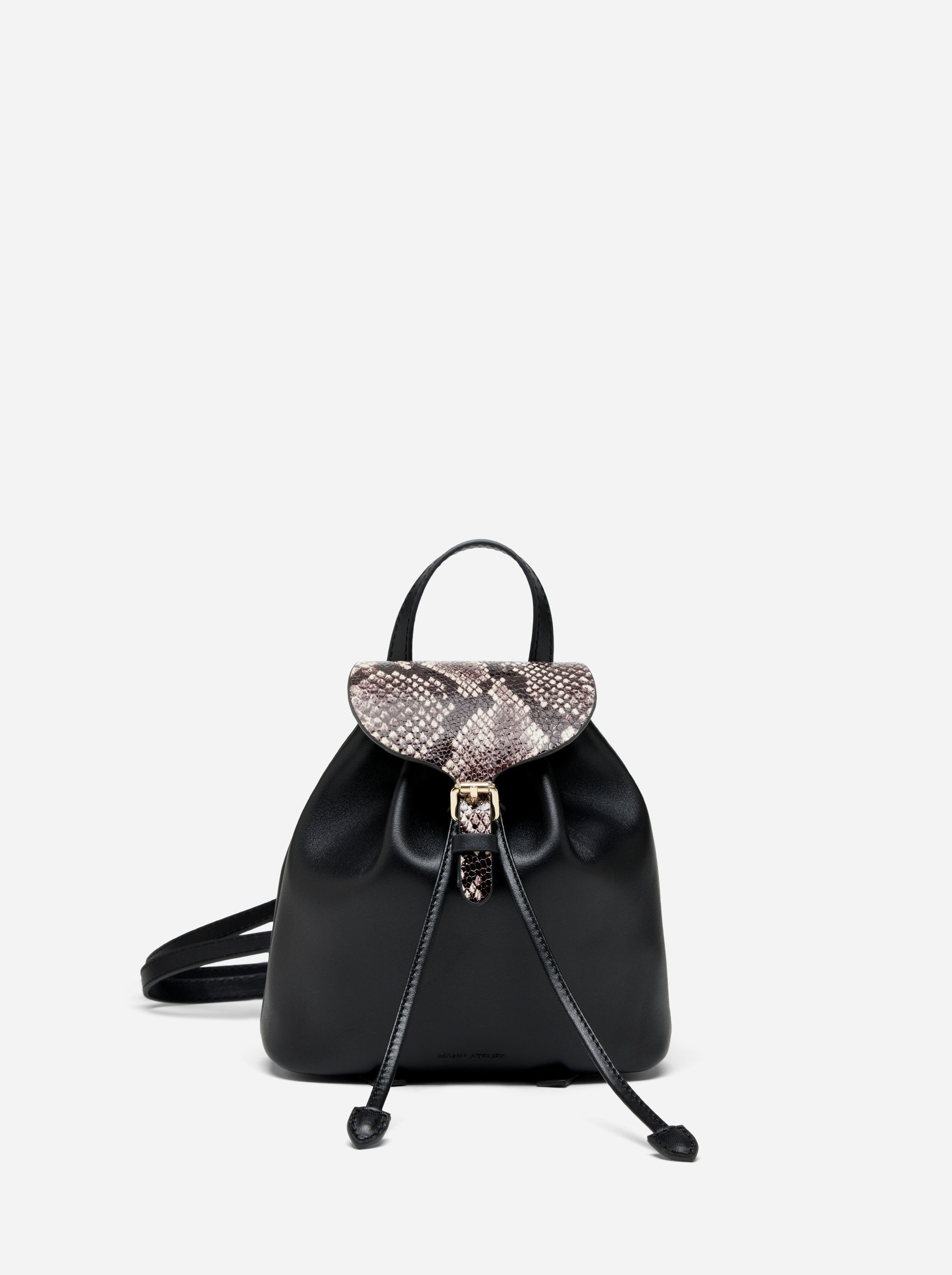 Mini Backpack Snake Embossed & Black Soft