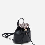 Mini Backpack Snake Embossed & Black Soft