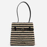 MINI TOTE DU JOUR ECRU & BLACK CROCHET 