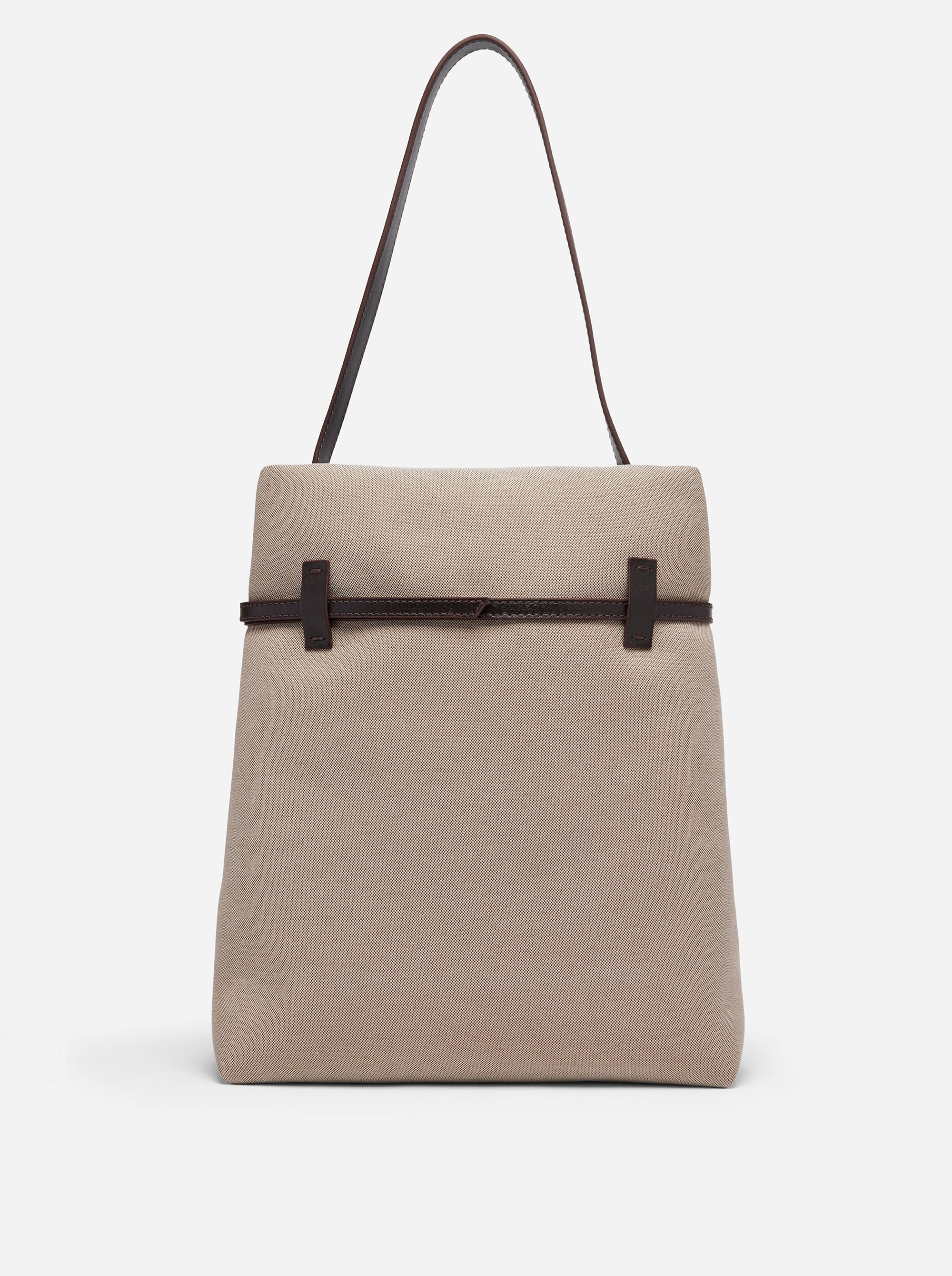 Tote du Jour Beige Canvas & Bitter Brown Back