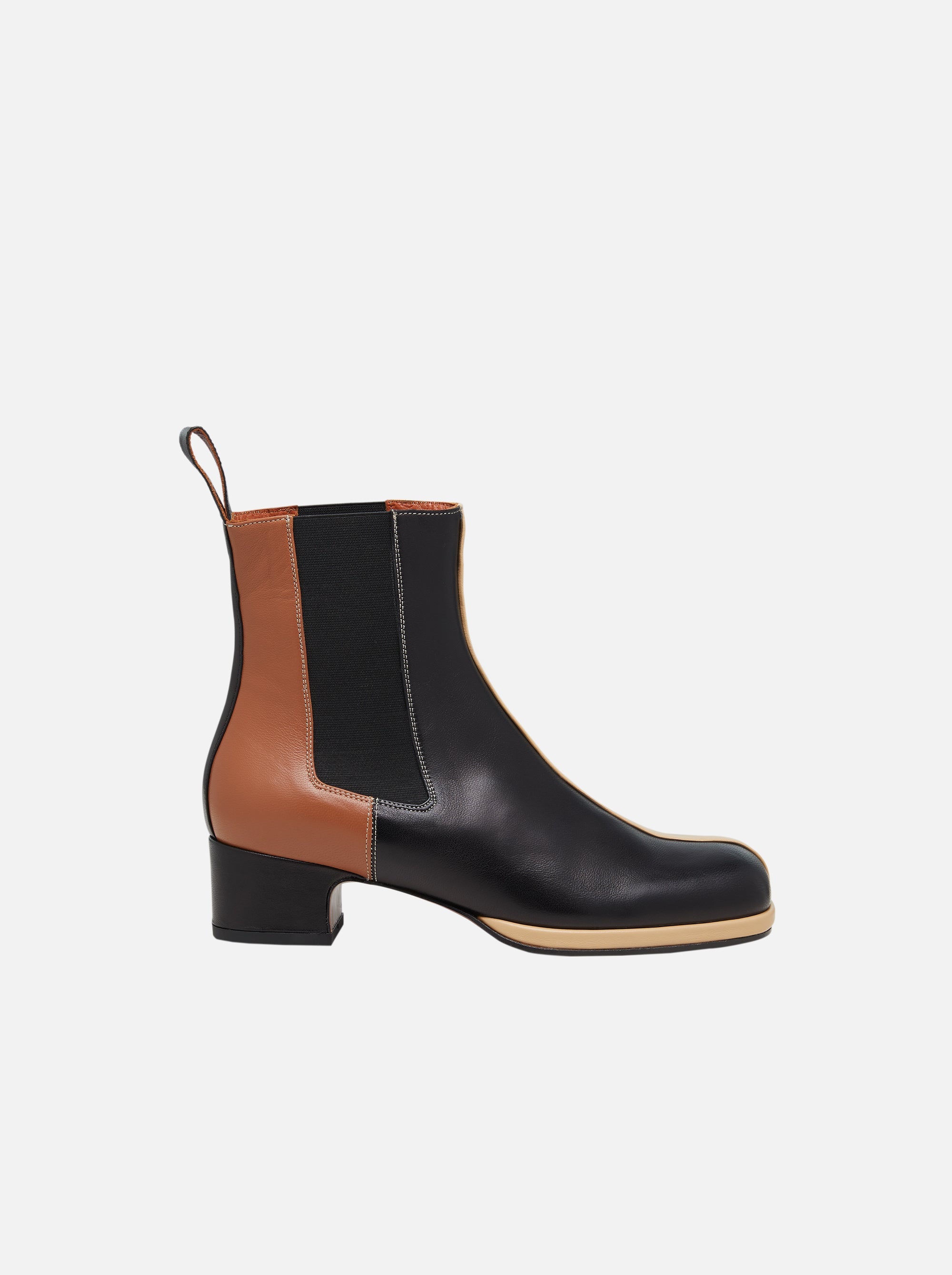 Chelsea Boots Black & Cream & Cognac Soft Side