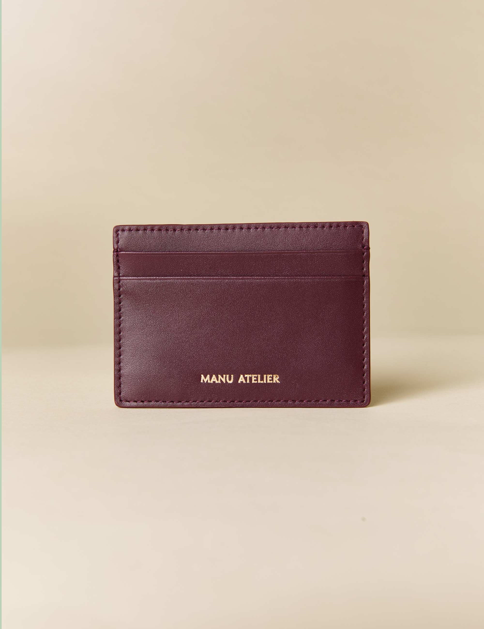 Manu Cardholder Burgundy Gold Embossed Soft