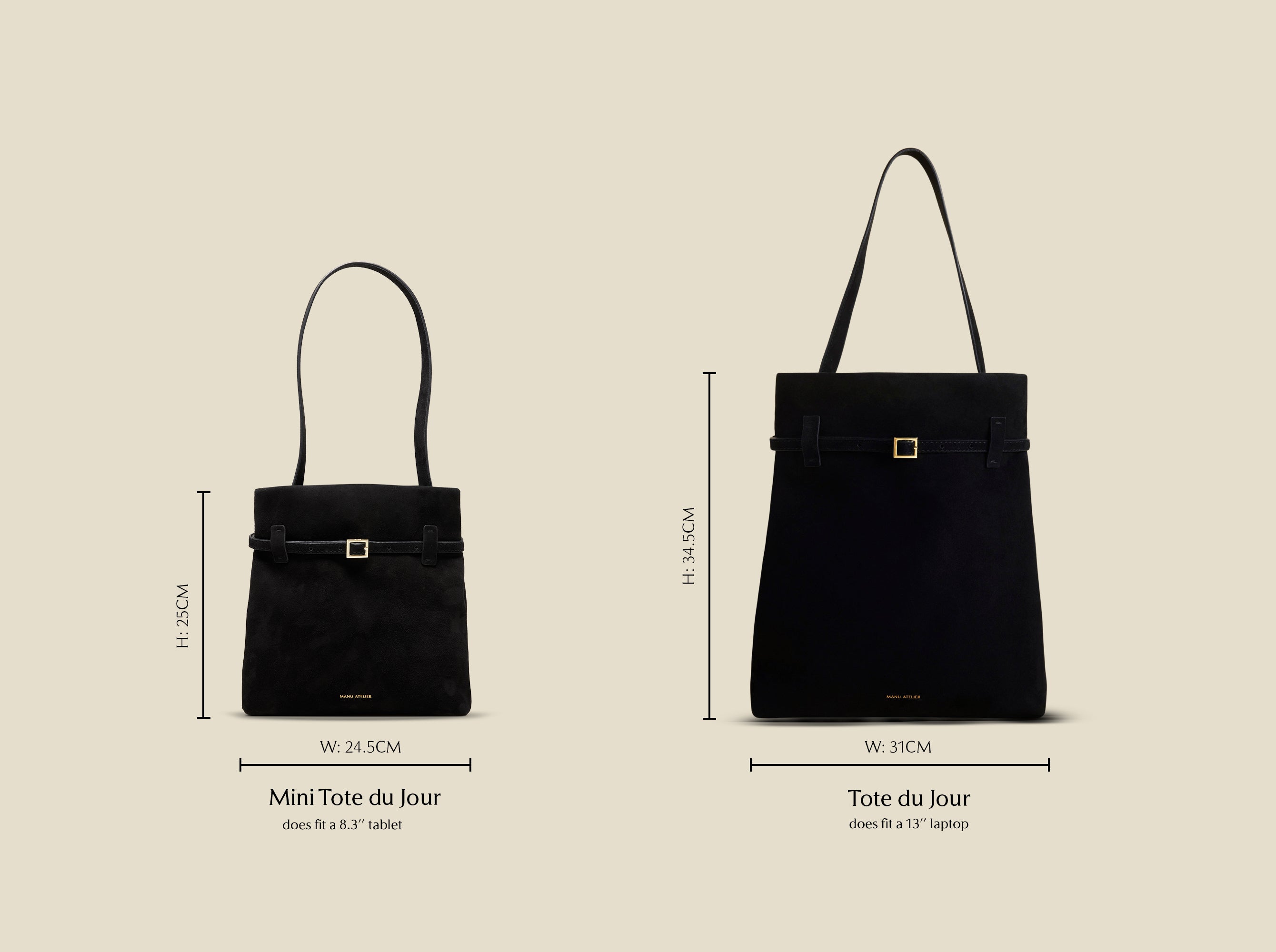 Mini Tote Du Jour Suede Leather Black and Tote du Jour Suede Leather Black2 