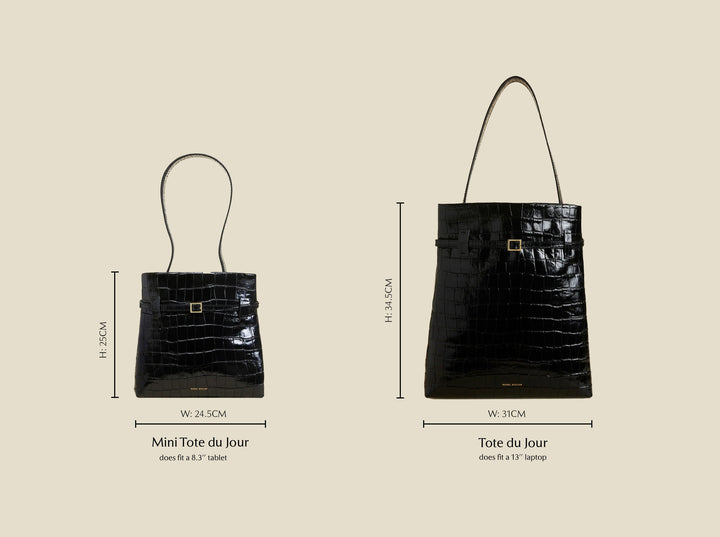 Mini Tote du Jour and Tote du Jour Black Croc 