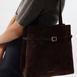 Mini Tote du Jour Deep Brown Suede