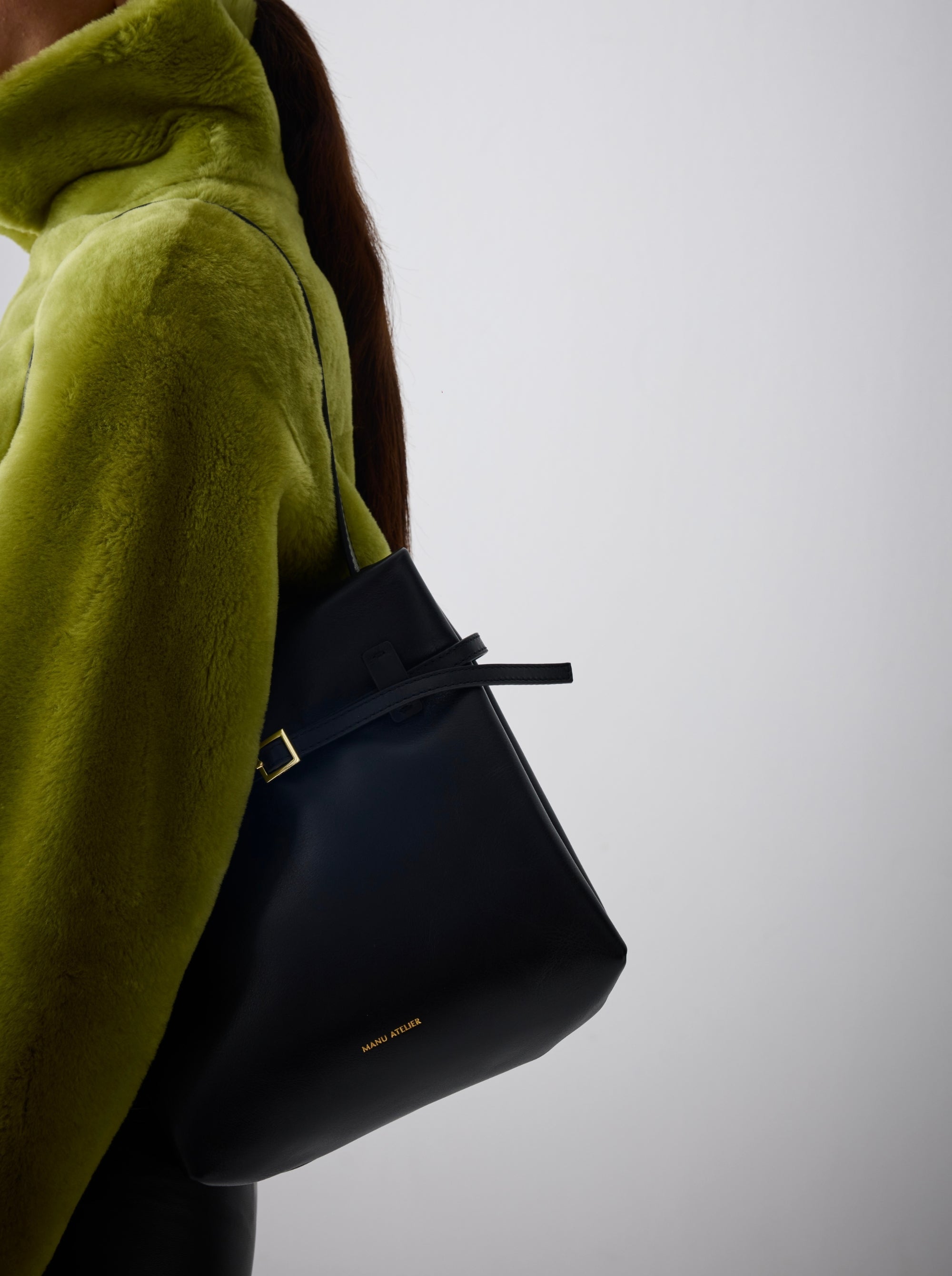 mini tote du jour black soft on model