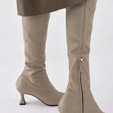 Over Knee High Duck Boots Light Grey on model