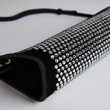 Pencil Box Black Suede with Crystals Details