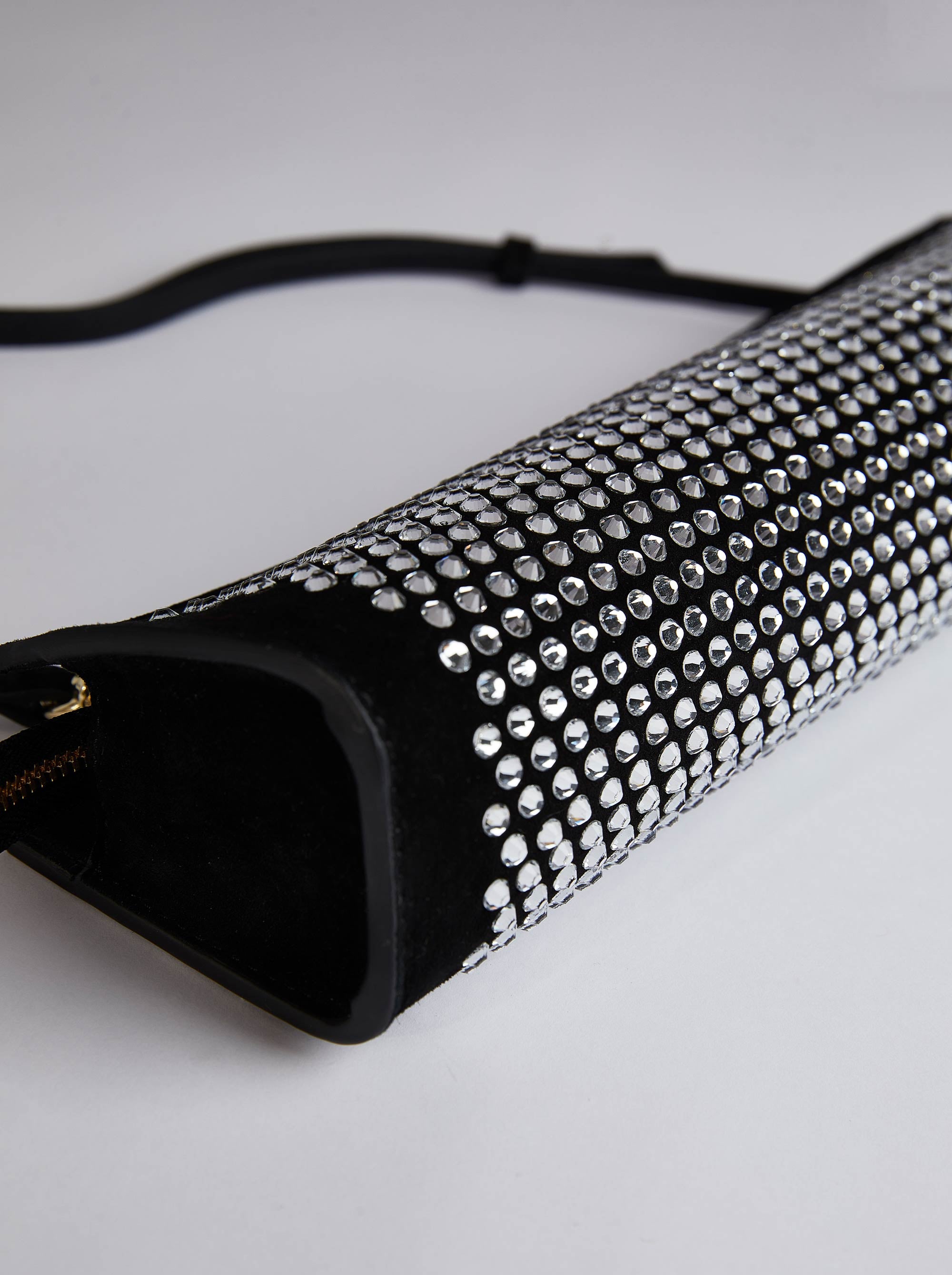 Pencil Box Black Suede with Crystals Details